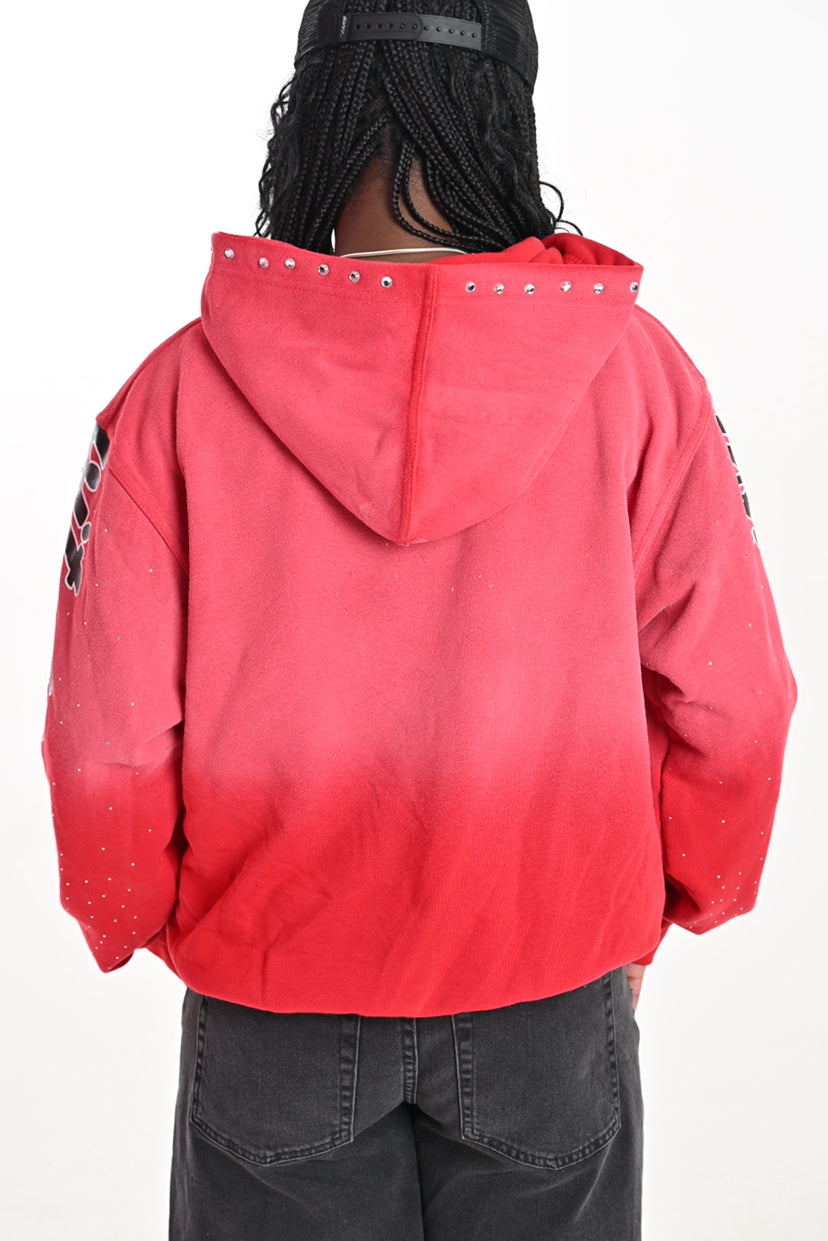 Rhinestone Hoodie - Crimson