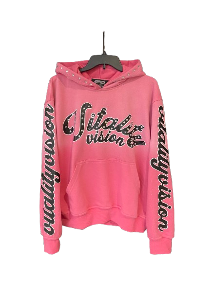 Rhinestone Hoodie - Bubble Gum