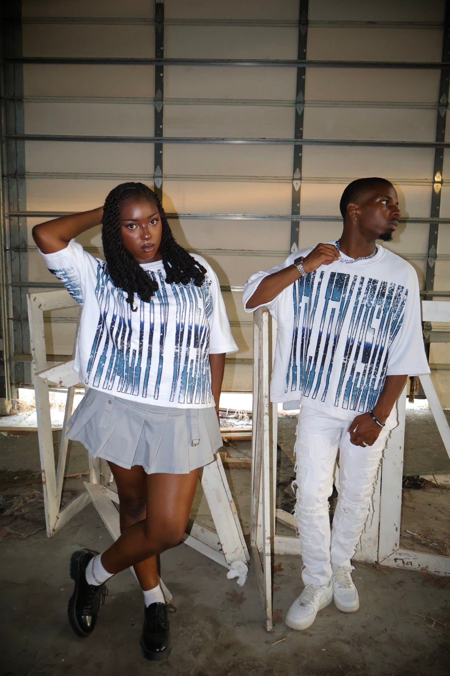 Barcode Box Tee - Blue