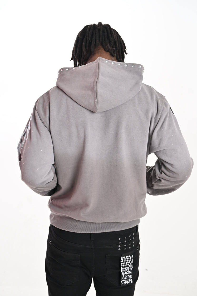 Rhinestone Hoodie - Cloud Grey