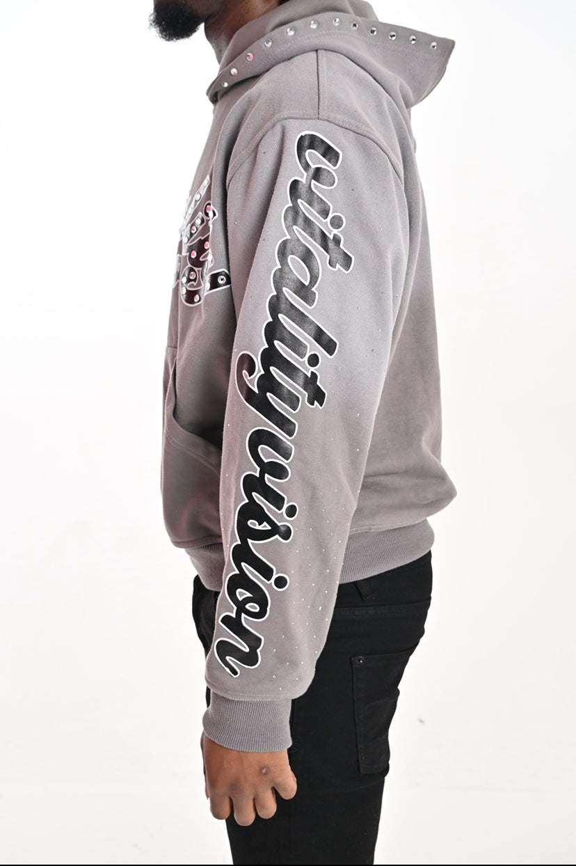 Rhinestone Hoodie - Cloud Grey