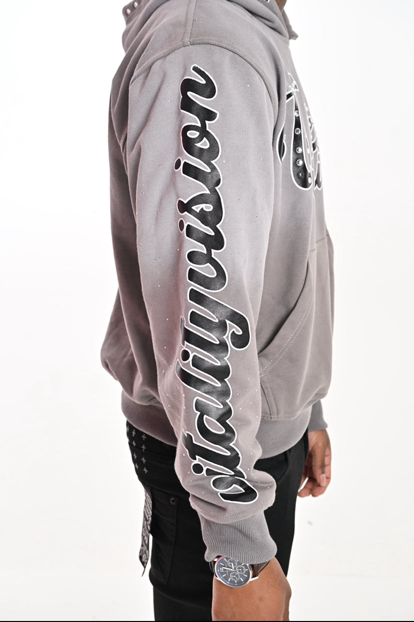 Rhinestone Hoodie - Cloud Grey