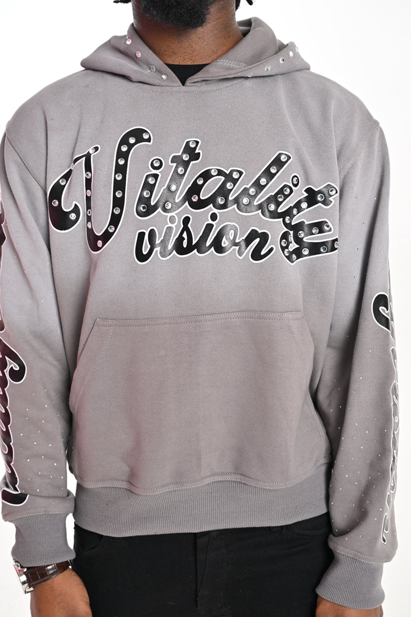 Rhinestone Hoodie - Cloud Grey