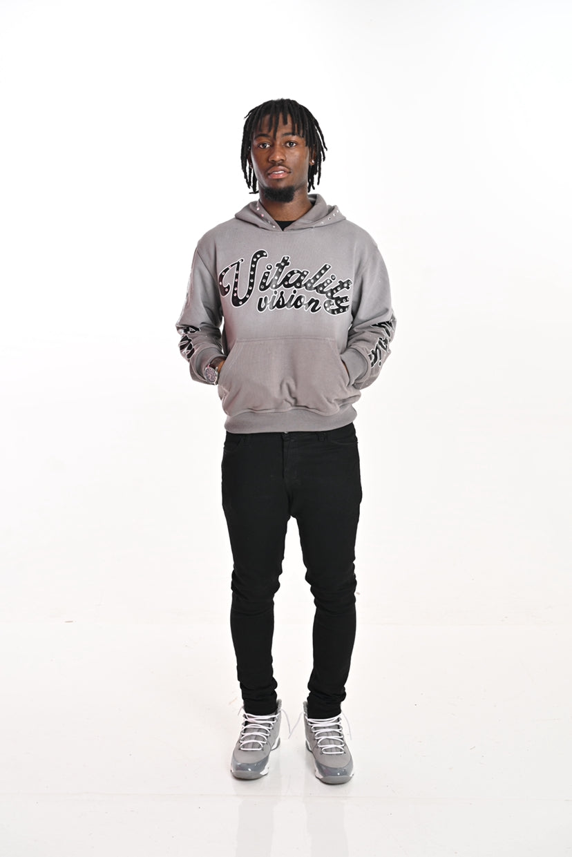 Rhinestone Hoodie - Cloud Grey