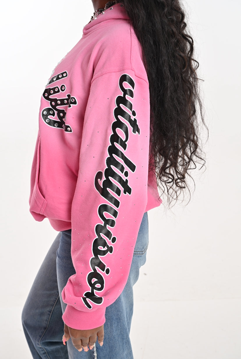 Rhinestone Hoodie - Bubble Gum