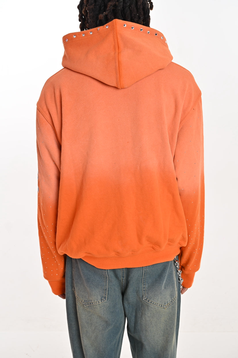 Rhinestone Hoodie - Tangerine
