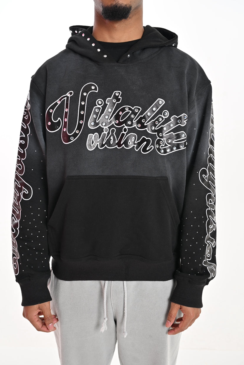 Rhinestone Hoodie - Charcoal