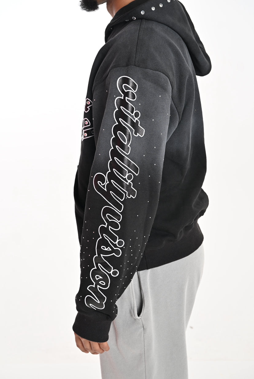 Rhinestone Hoodie - Charcoal