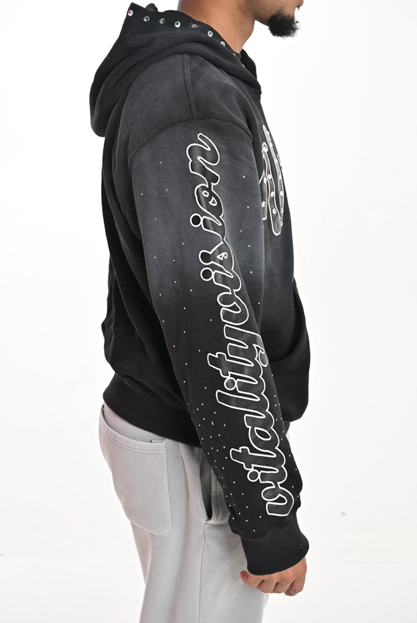 Rhinestone Hoodie - Charcoal