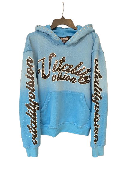 Rhinestones Hoodie - Sky Blue