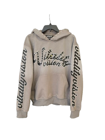 Rhinestone Hoodie - Cloud Grey