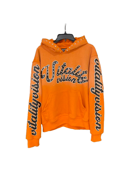 Rhinestone Hoodie - Tangerine