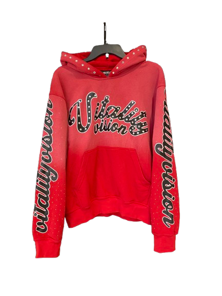 Rhinestone Hoodie - Crimson